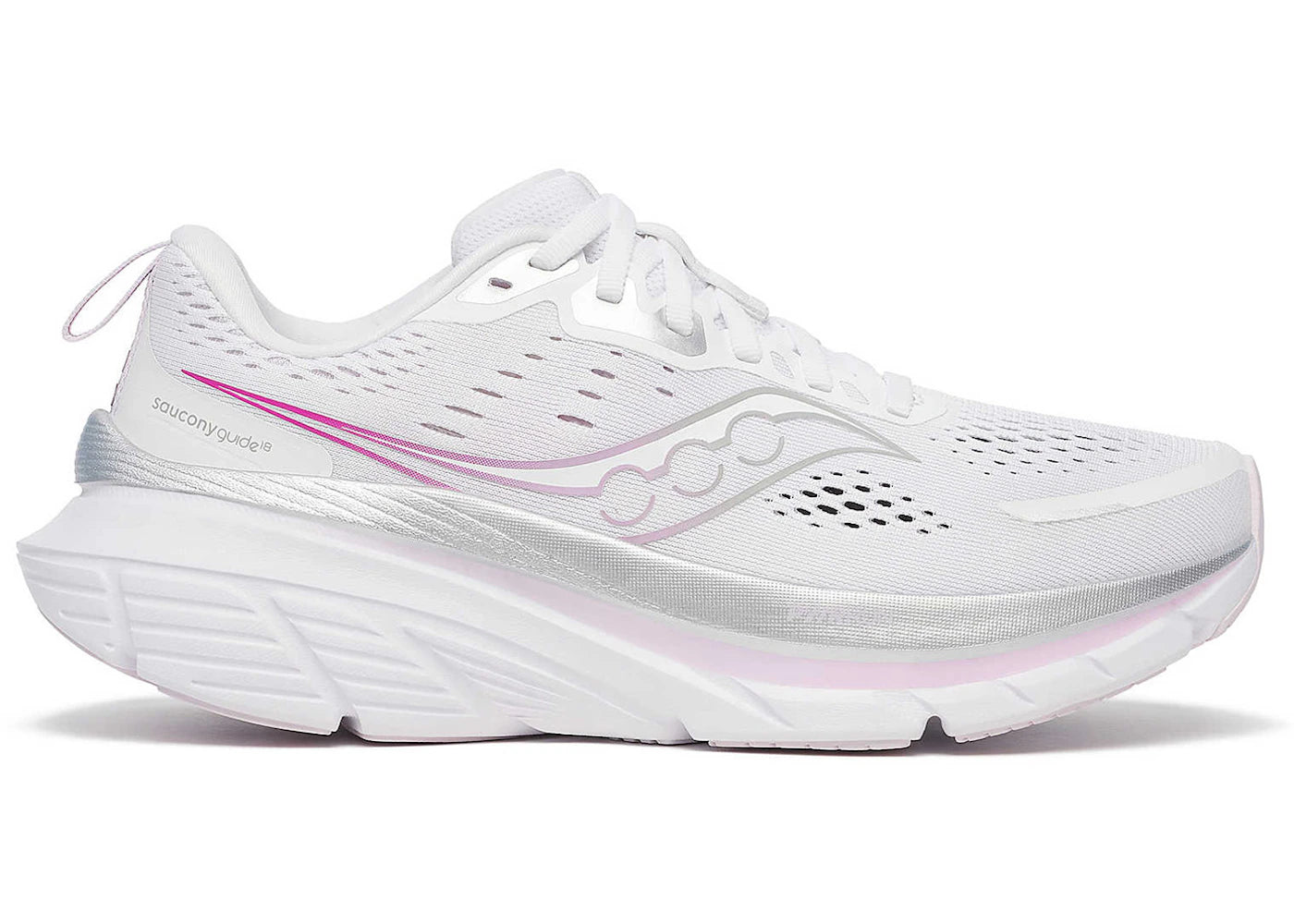Saucony Guide 18 White Fuchsia (Women's)