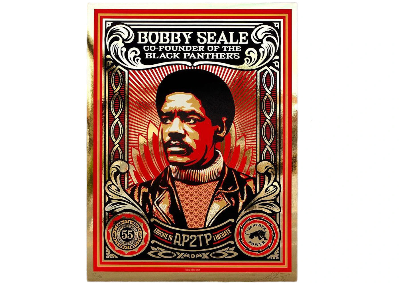 Shepard Fairey Educate to Liberate Gold Foil Print (Signed, Edition of 200)