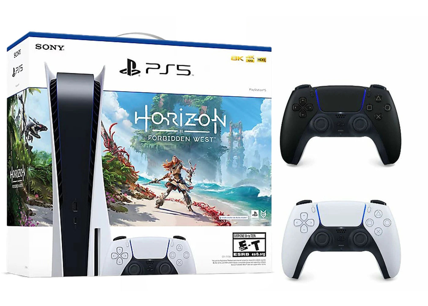 Sony Playstation 5 PS5 Horizon Forbidden West Blu-Ray Console with Extra DualSense Wireless Controller Bundle (US Plug) 1000032115/1000032000-3006392 Midnight Black
