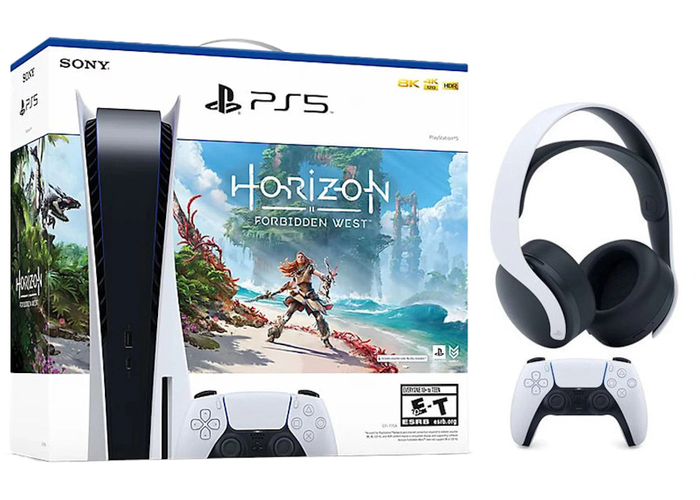 Sony Playstation 5 PS5 Horizon Forbidden West Blu-Ray Console with PULSE 3D Wireless Gaming Headset 1000032115/1000032000-3005688 White