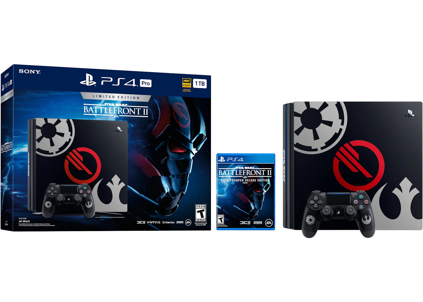 Sony Playstation PS4 Pro 1TB Star Wars Battlefront II Console Bundle 3002421