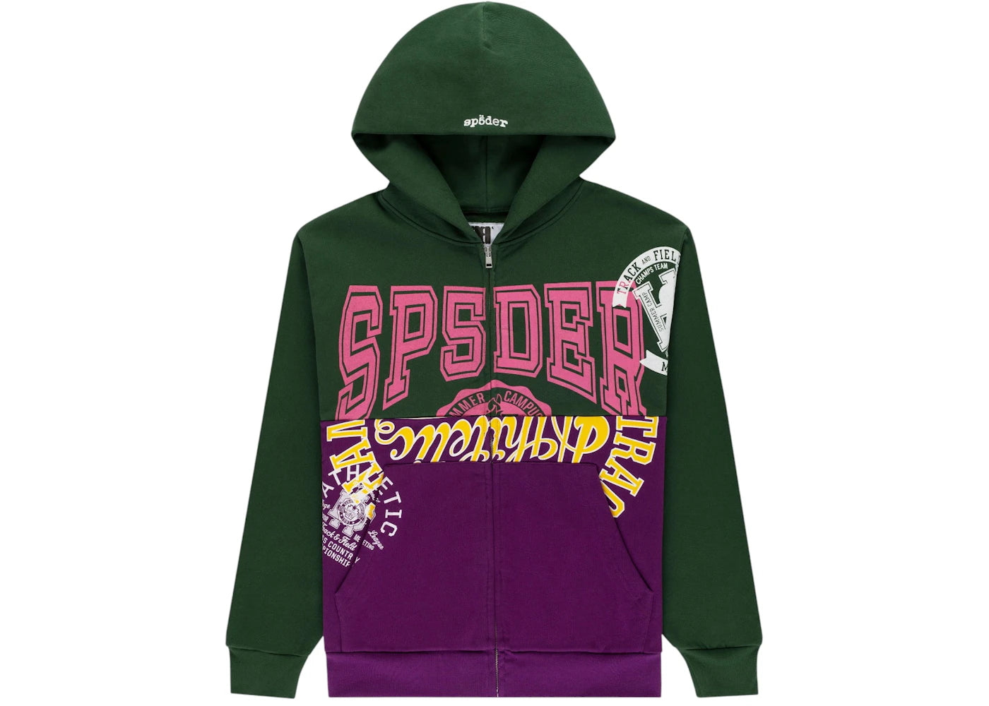Sp5der Campers Field Zip Up Hoodie Green