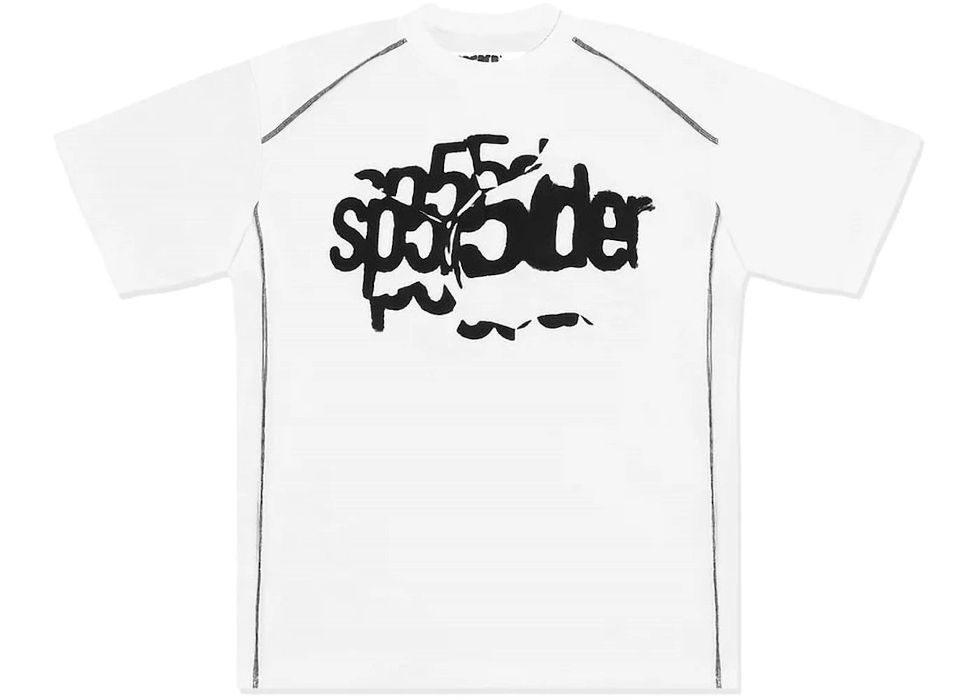 Sp5der Contrast Stitch Slub Tee White