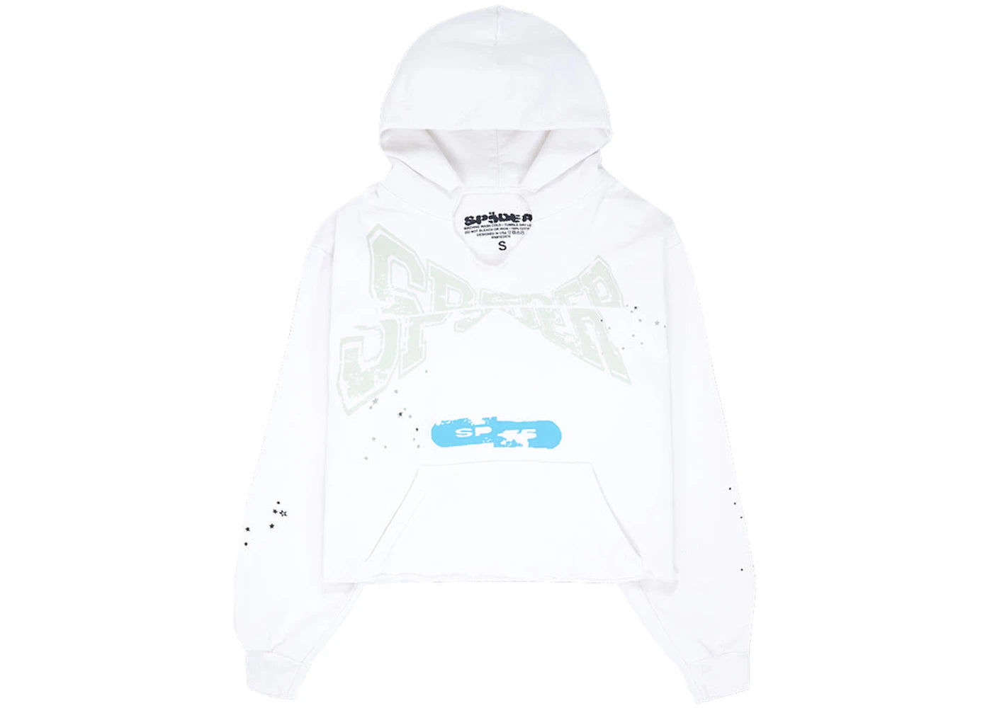 Sp5der Cropped Hoodie Egg Shell