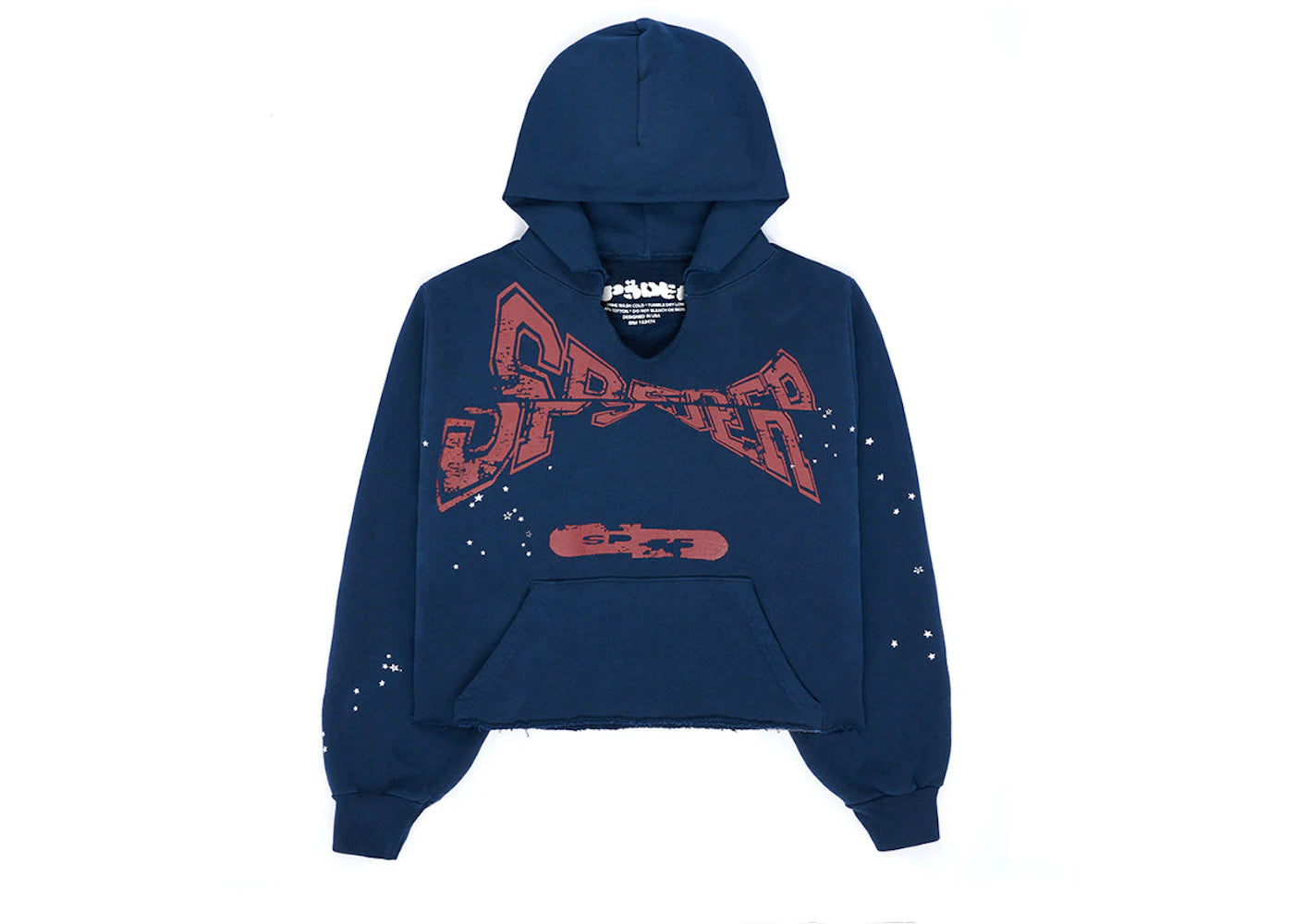 Sp5der Cropped Hoodie Navy