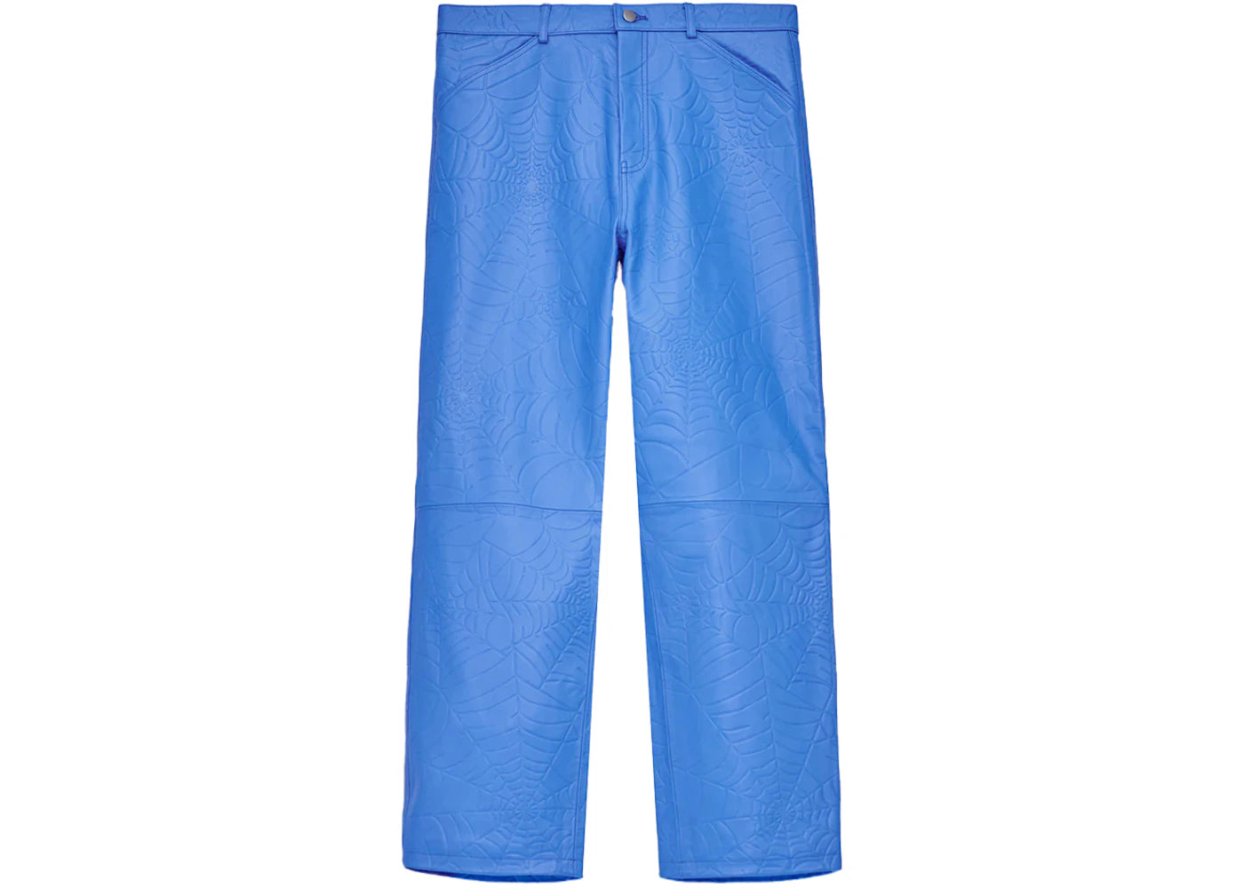 Sp5der Debossed Web Leather Pant Blue