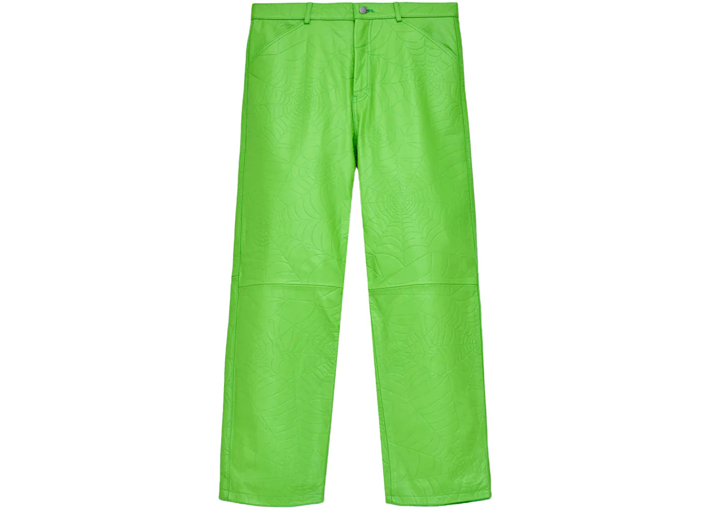 Sp5der Debossed Web Leather Pant Green