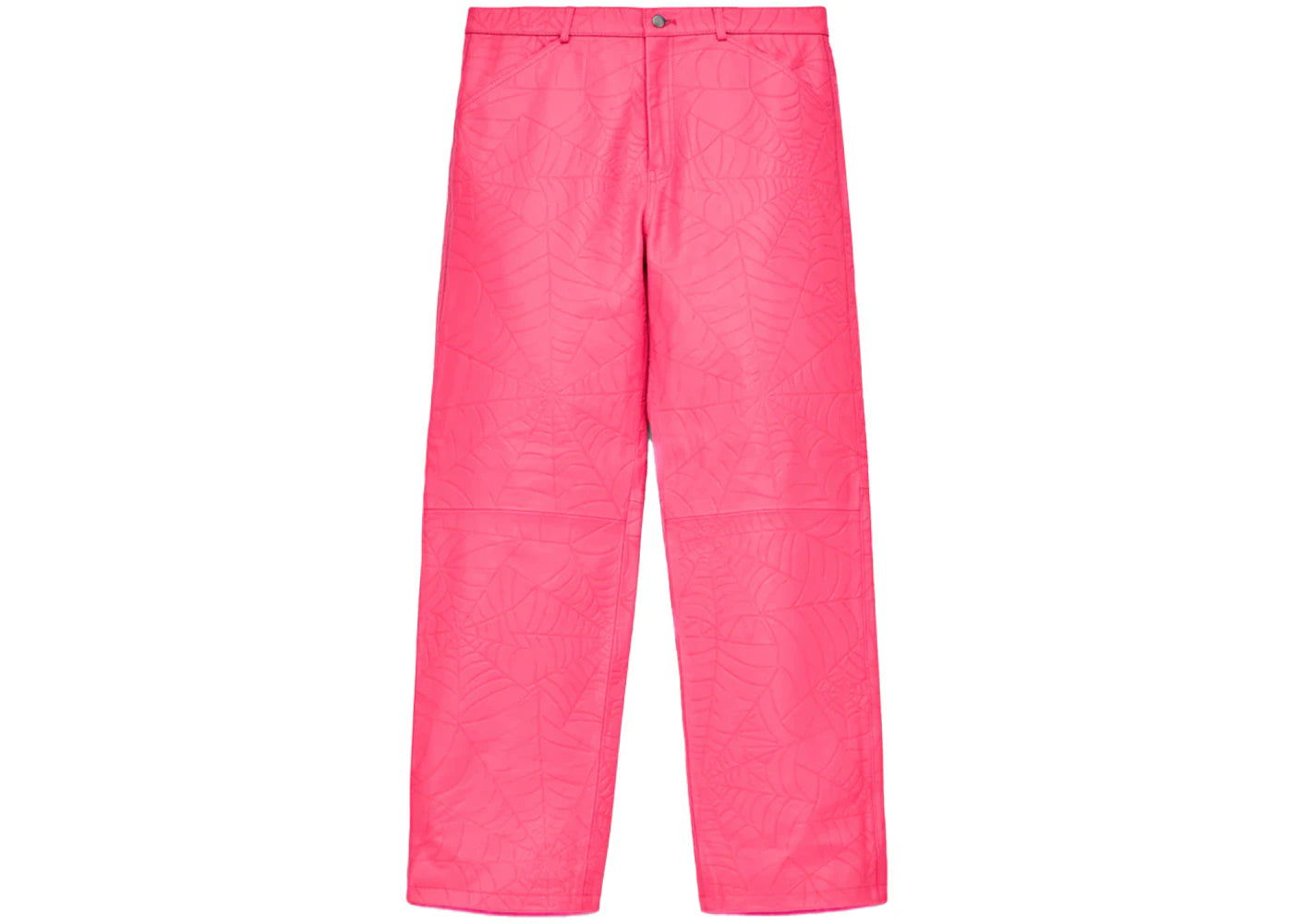 Sp5der Debossed Web Leather Pant Pink