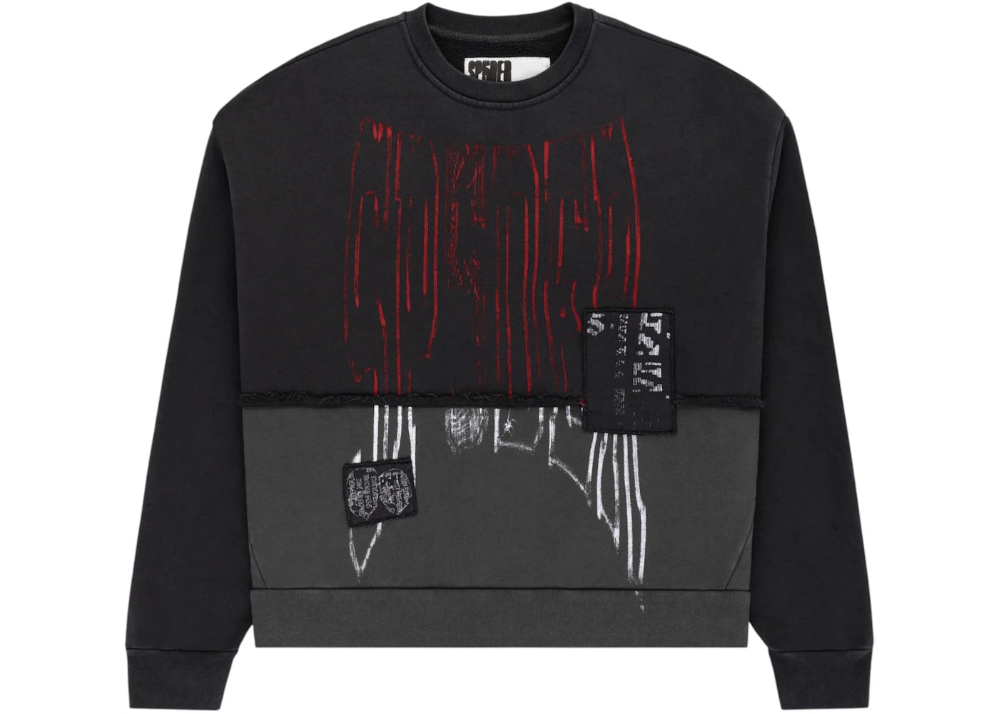 Sp5der Diffused Collegiate Crewneck Black
