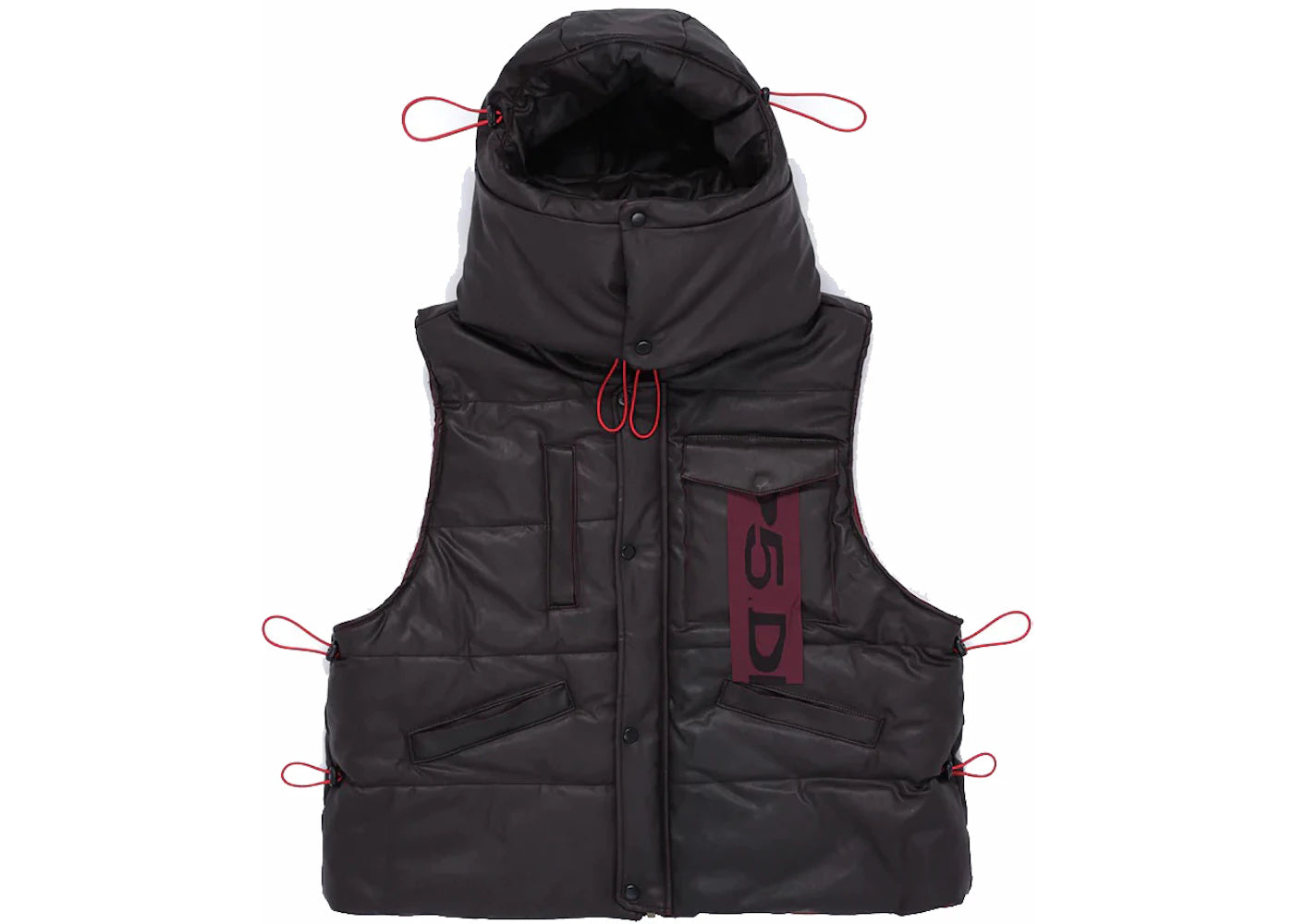 Sp5der Hooded Puffer Vest Brown