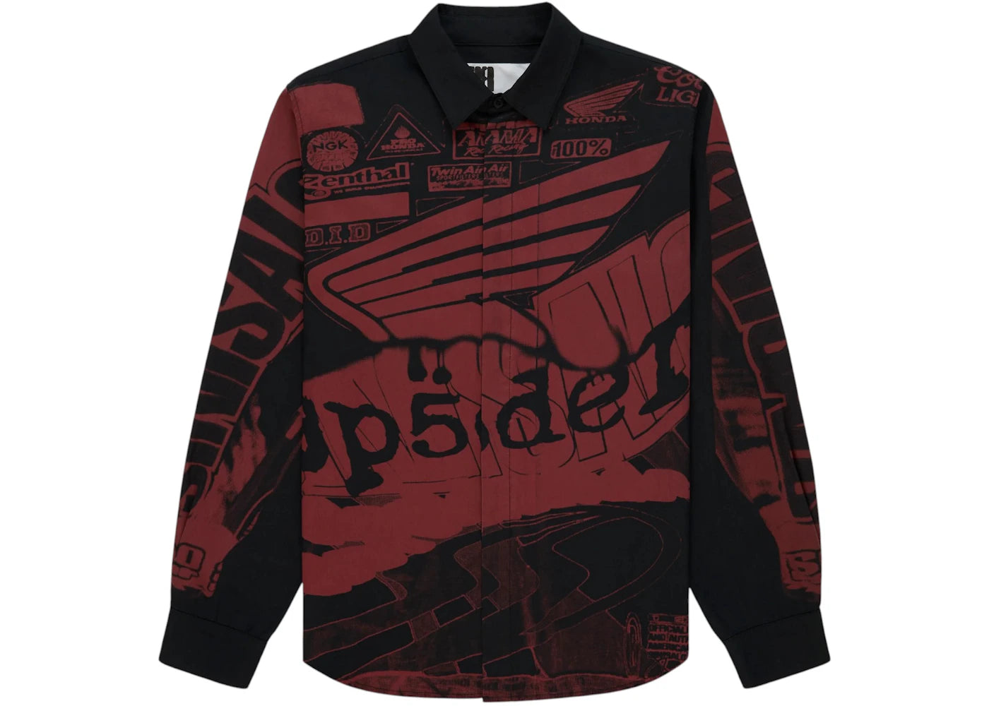 Sp5der Lap 5 Button Up Shirt Red