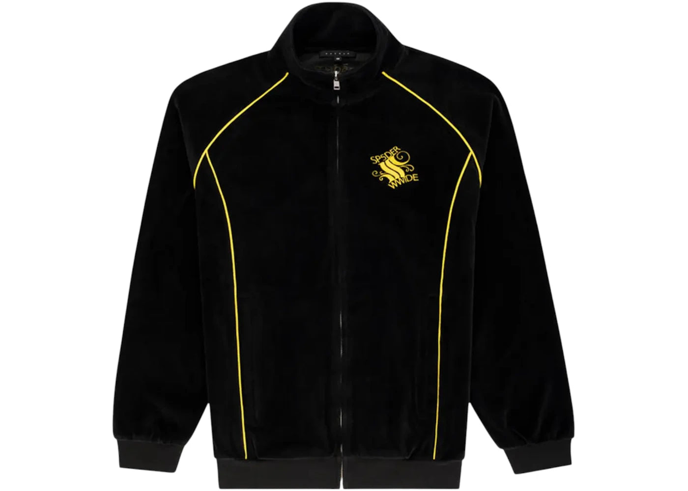 Sp5der Outline Velour Track Jacket Black