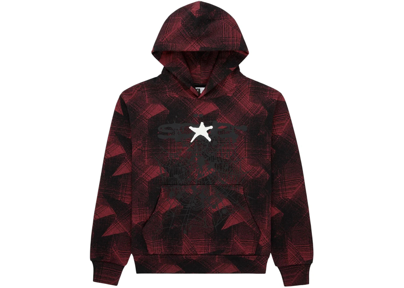Sp5der Plaid Splatt Hoodie Black