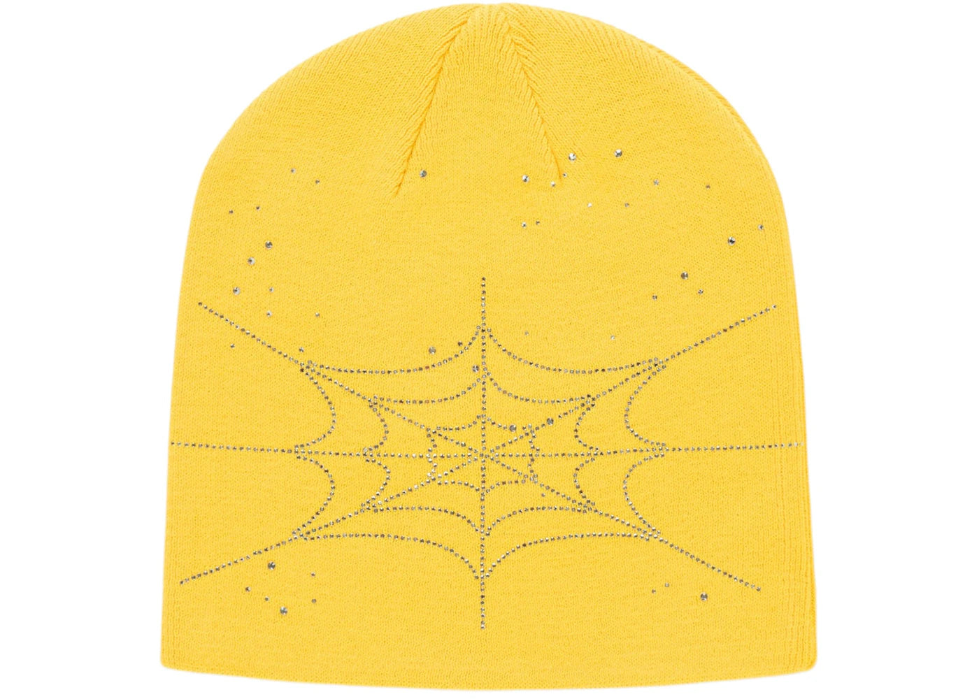 Sp5der Rhinestone Silk Skully Beanie Yellow