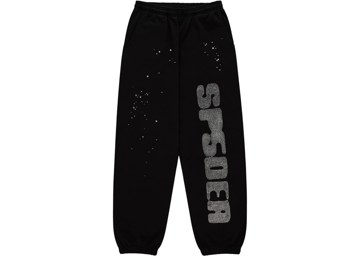 Sp5der Rhinestone Silk Sweatpant Black