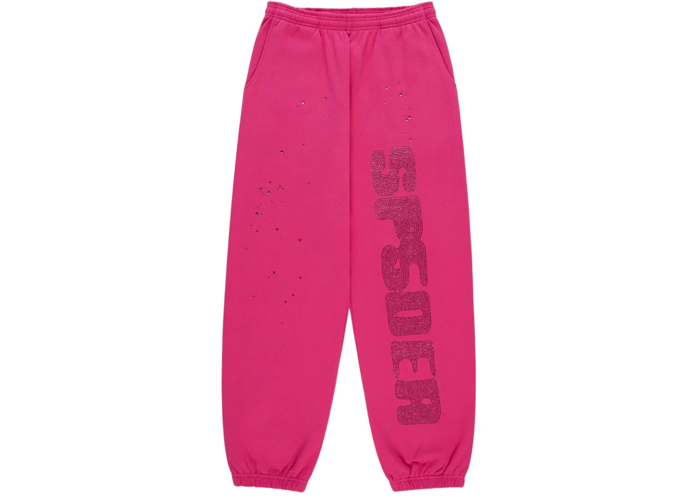 Sp5der Rhinestone Silk Sweatpant Pink