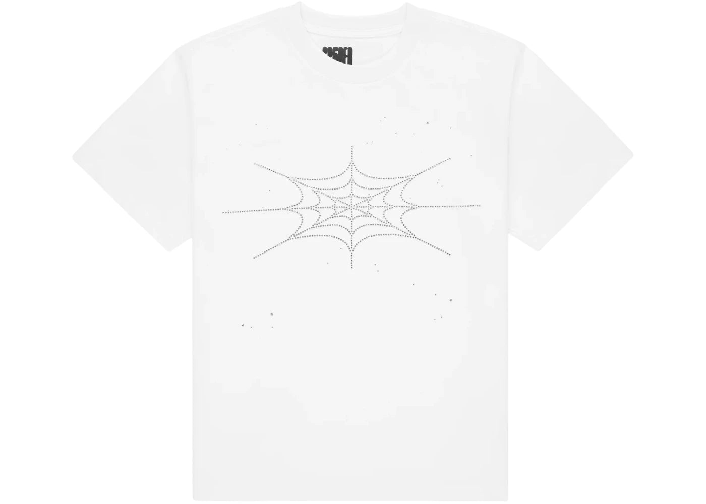 Sp5der Rhinestone Silk Tee White