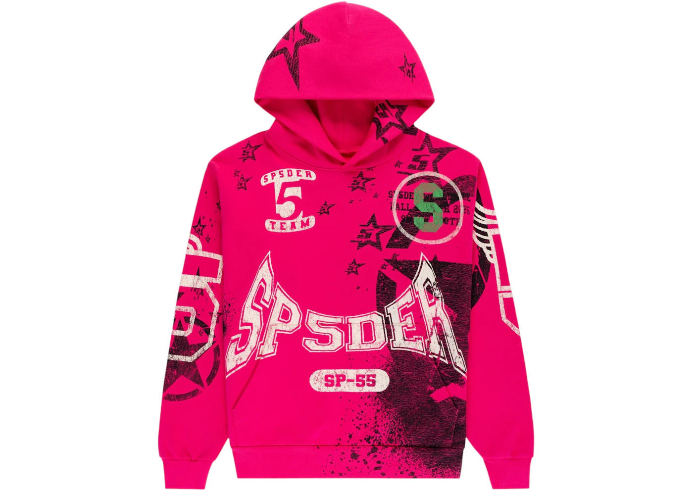 Sp5der Stencil Hoodie Pink