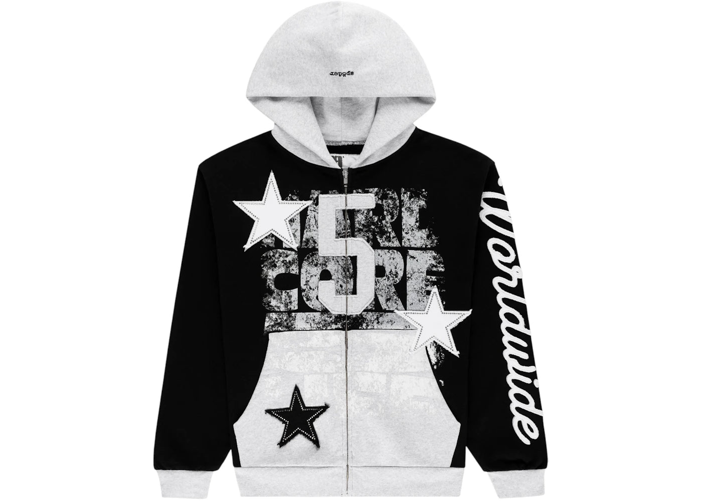 Sp5der Triple 5 Stitch Zip Up Hoodie Black