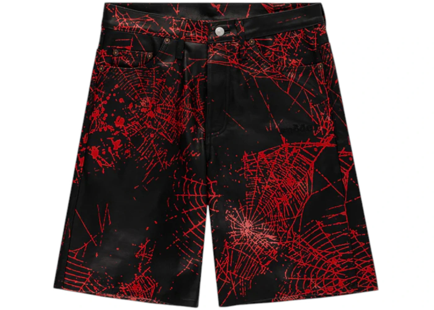 Sp5der V2 Web Leather Shorts Black