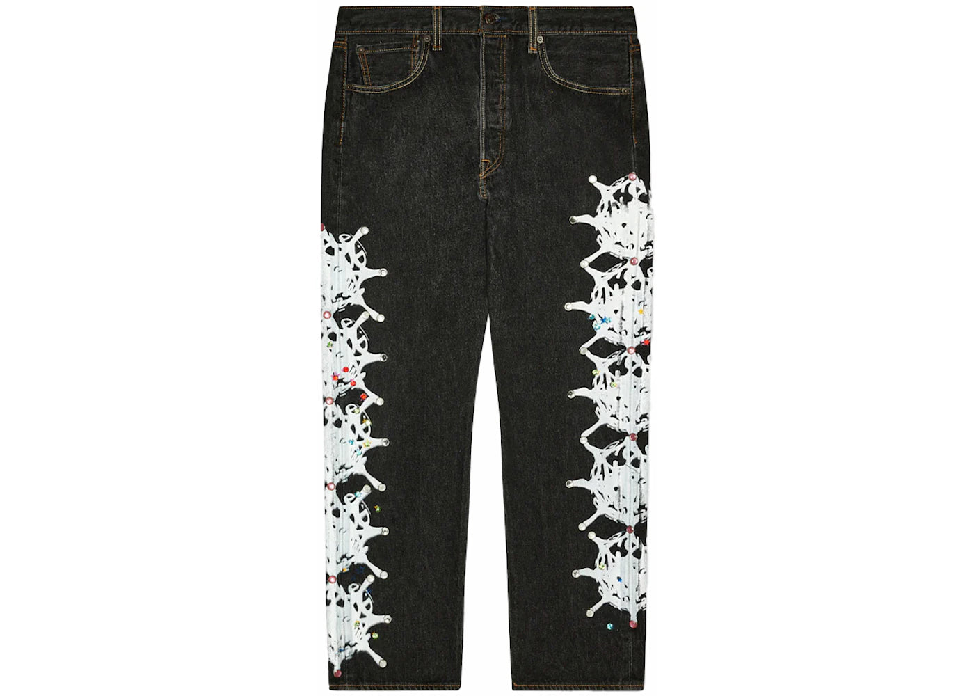 Sp5der Vintage Web And Stone Denim Pant Black