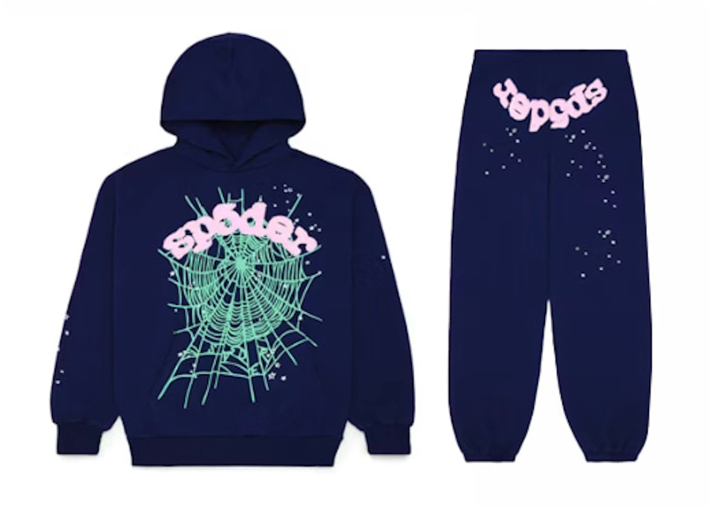 Sp5der Web Hoodie/Sweatpant Set Navy
