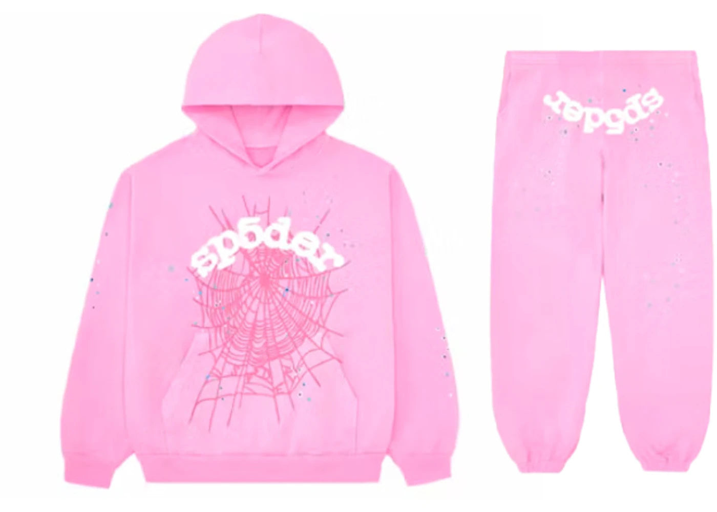 Sp5der Web Hoodie/Sweatpant Set Pink