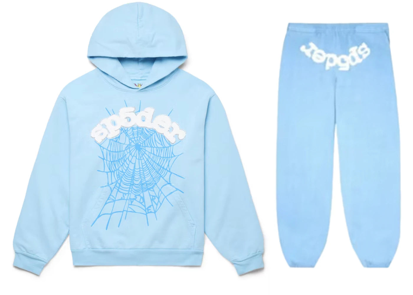 Sp5der Web Hoodie/Sweatpant Set Sky Blue