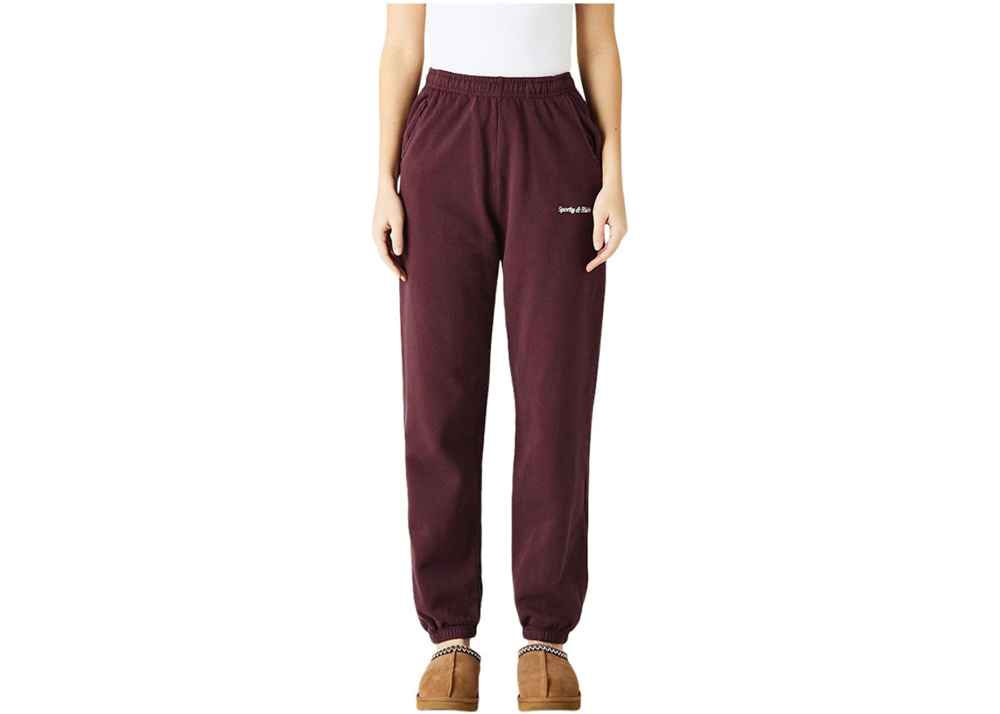 Sporty & Rich Classic Logo Sweatpants Merlot/White
