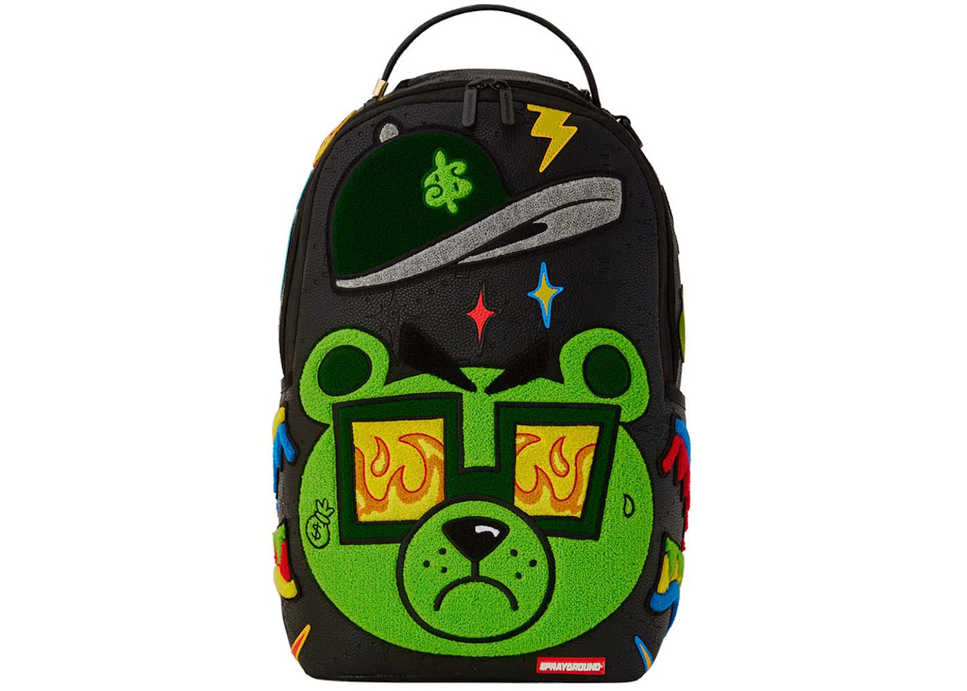 Sprayground Colorful Money Bear Cheneille DLXSV Backpack Black/Green