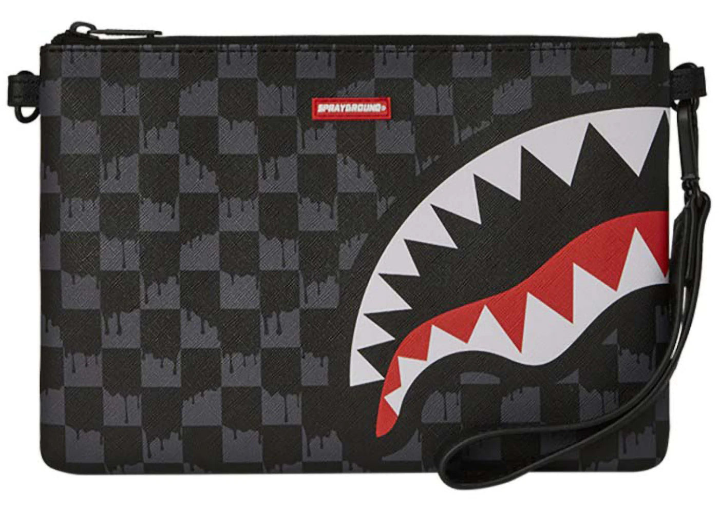 Sprayground Drip Check Shark Crossover Clutch Black/Grey Checker