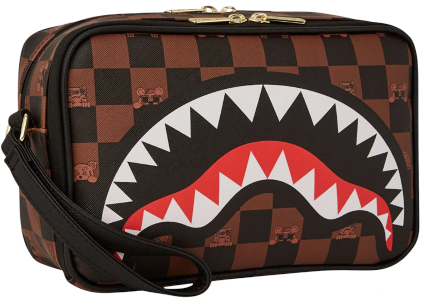 Sprayground Peeking Character Check Toiletry Toiletry Black Brown