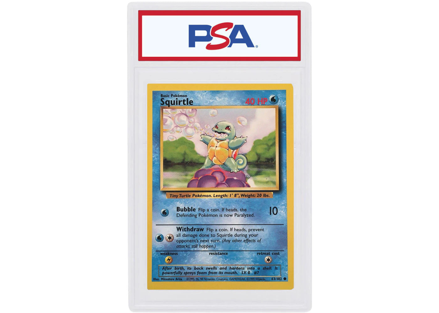 Squirtle 1999 Pokemon TCG Base Set Unlimited #63 (PSA or BGS Graded)