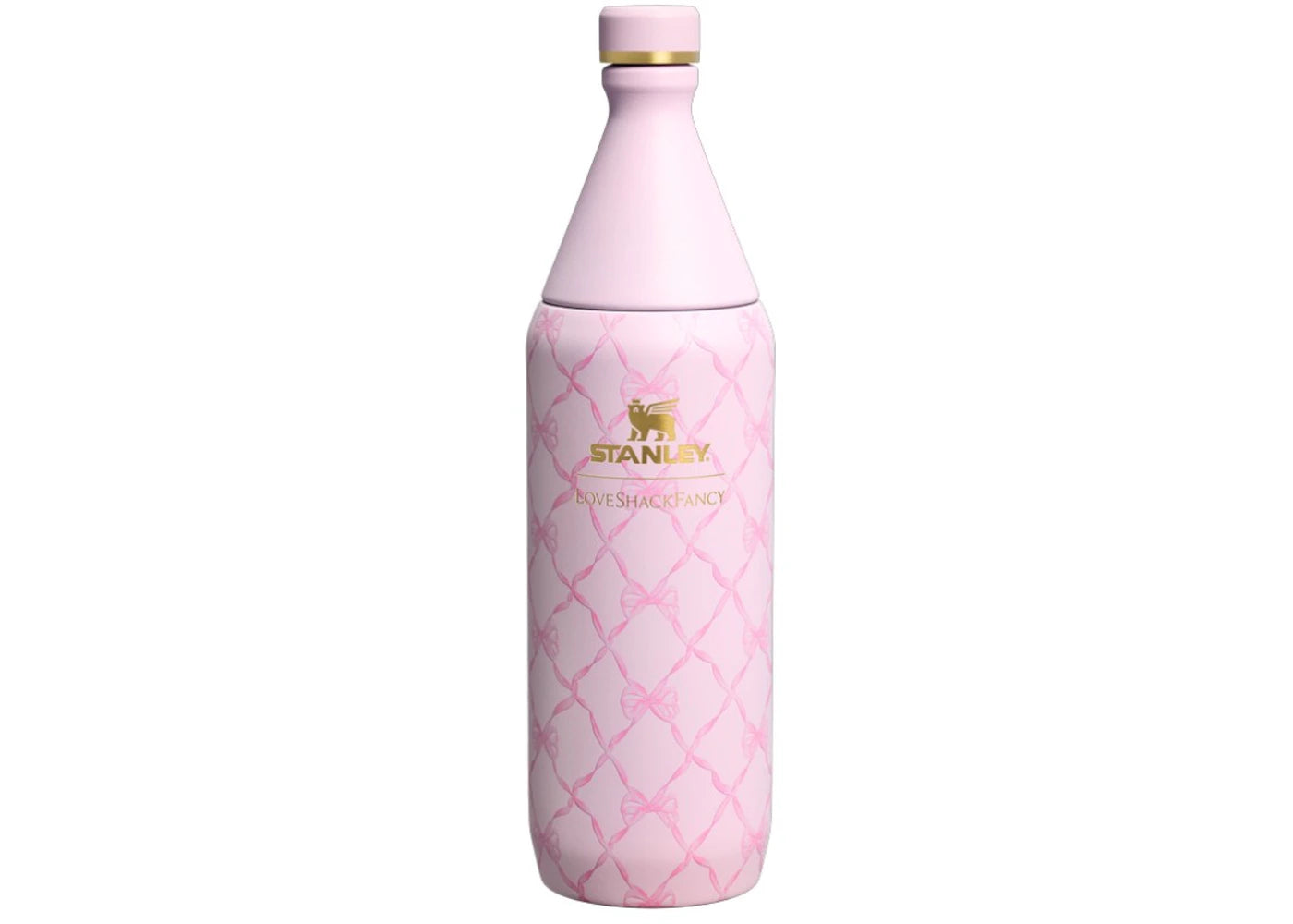 Stanley 1913 x LoveShackFancy Holiday All Day Slim 34oz Bottle Baby Bow Pink Peppermint