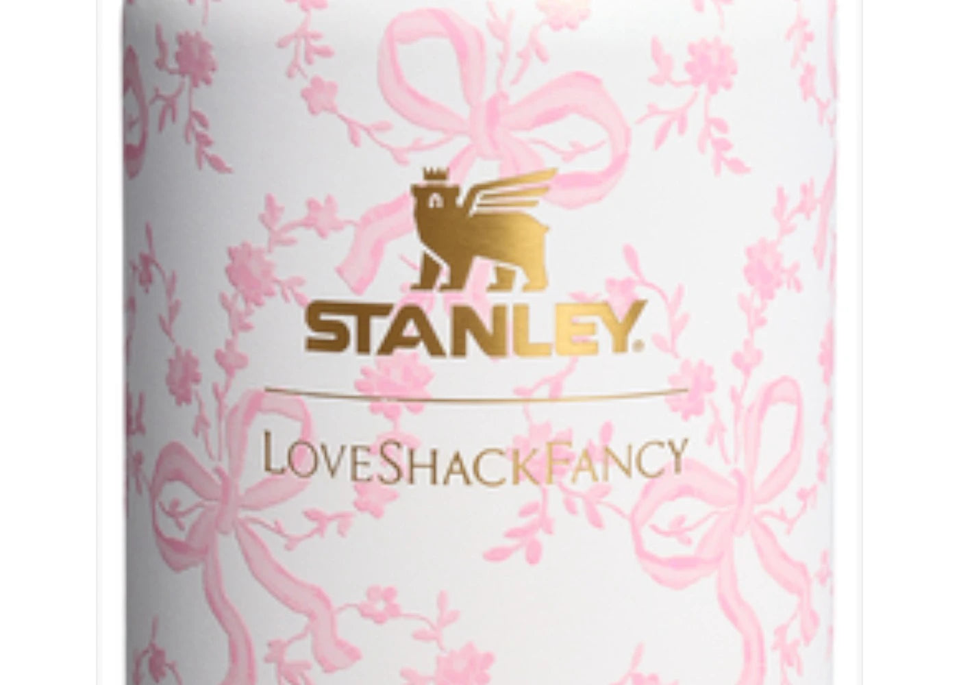 Stanley 1913 x LoveShackFancy Holiday All Day Slim 34oz Bottle Coquette Bow Chantilly