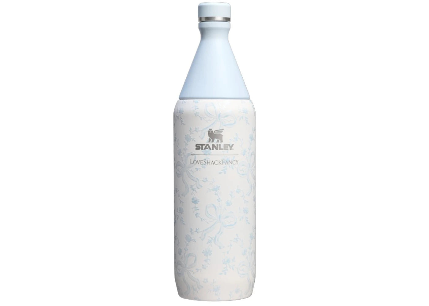 Stanley 1913 x LoveShackFancy Holiday All Day Slim 34oz Bottle Coquette Bow Winter Ice