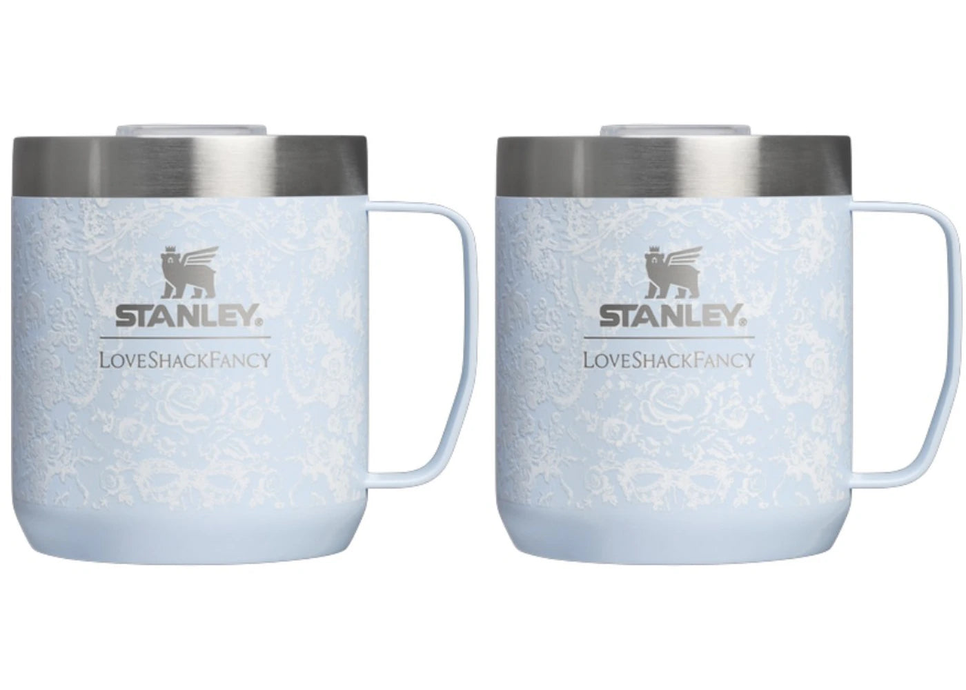 Stanley 1913 x LoveShackFancy Holiday Everyday Camp 12oz Mug Set Toscana Toile Alpine Blue