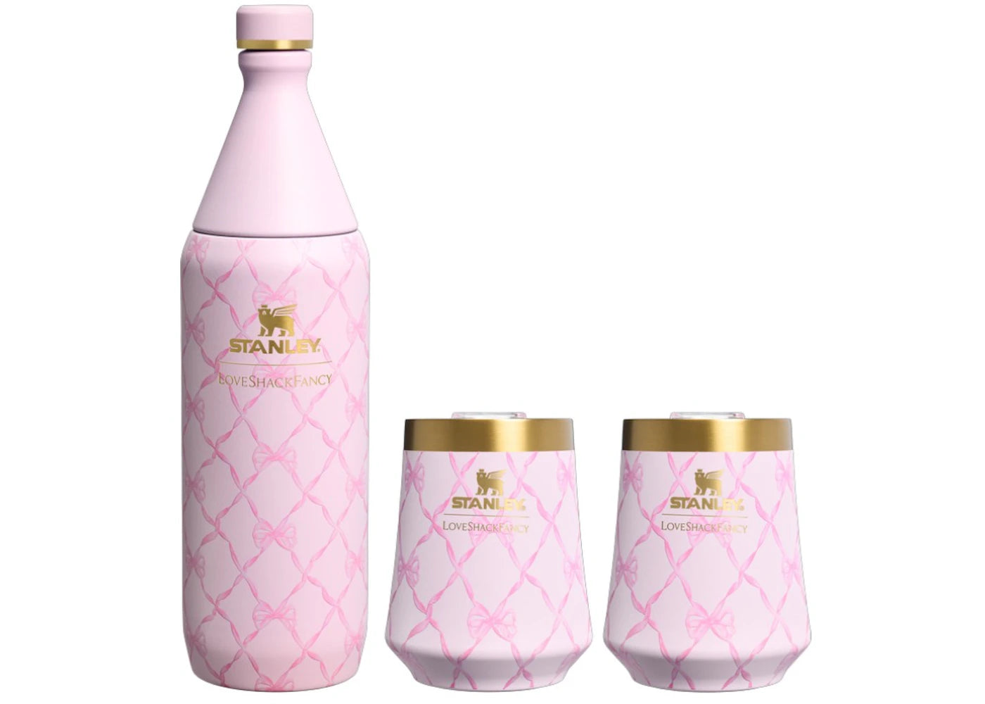 Stanley 1913 x LoveShackFancy Holiday Reserve All Day 34oz Wine Set Baby Bow Pink Peppermint