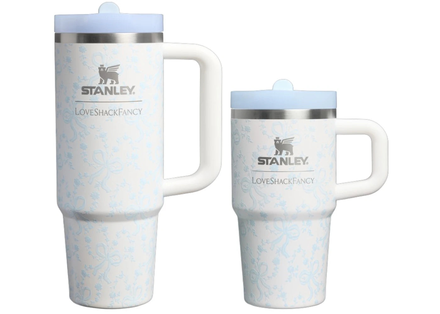 Stanley 1913 x LoveShackFancy Holiday The Quencher Details ProTour 20oz Tumbler Set Coquette Bow Winter Ice