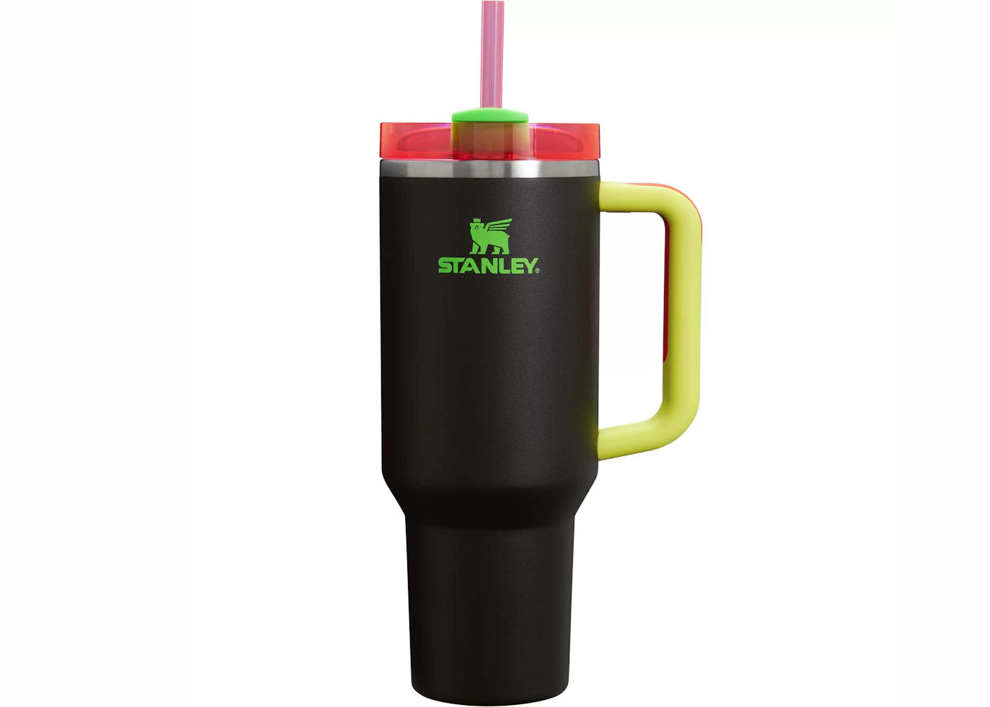 Stanley The Spring Fling Collection Flowstate Quencher 40oz Tumbler Black Neon