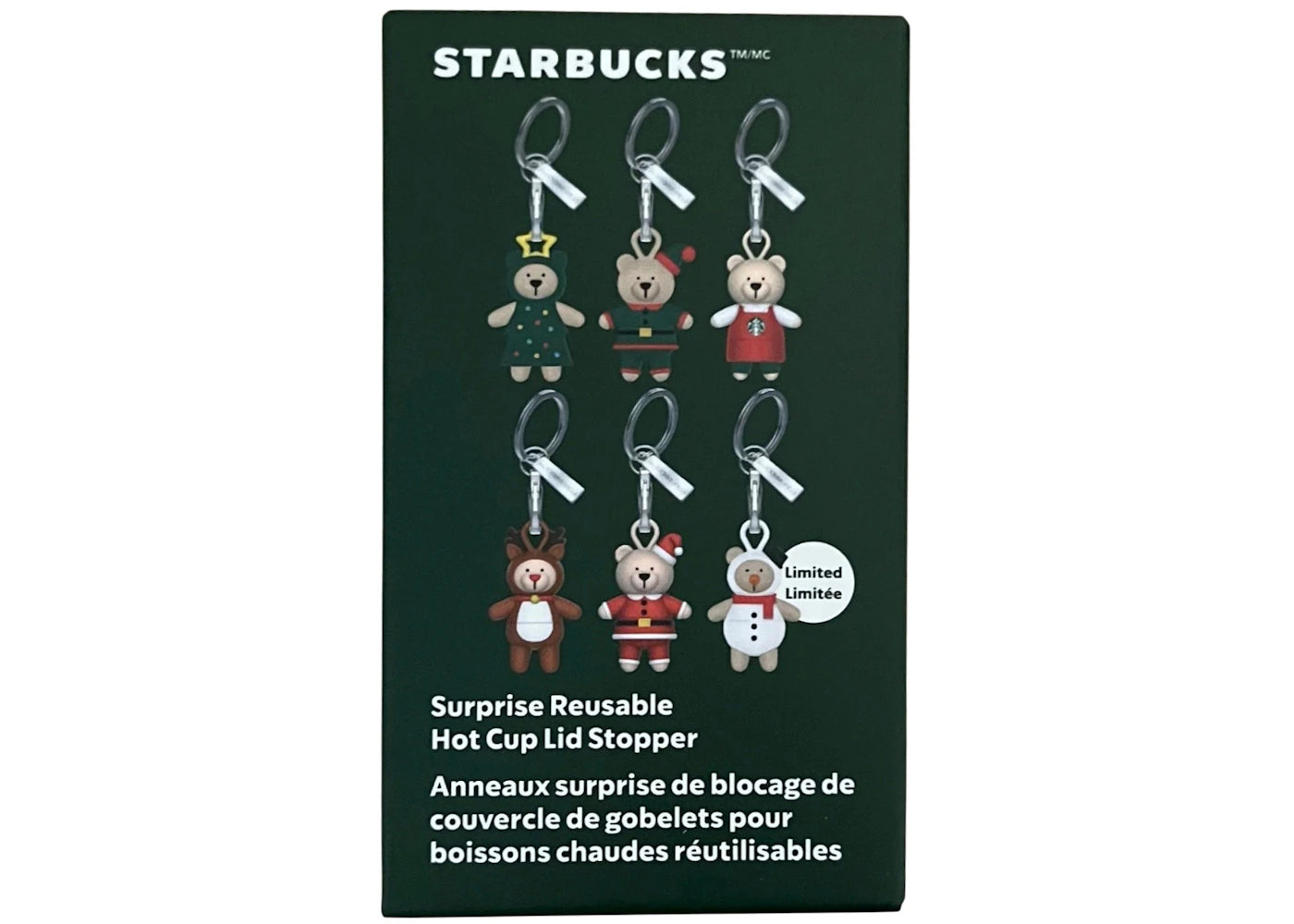 Starbucks Surprise 2025 Reusable Festive Bear Hot Cup Lid Stoppers Blind Box