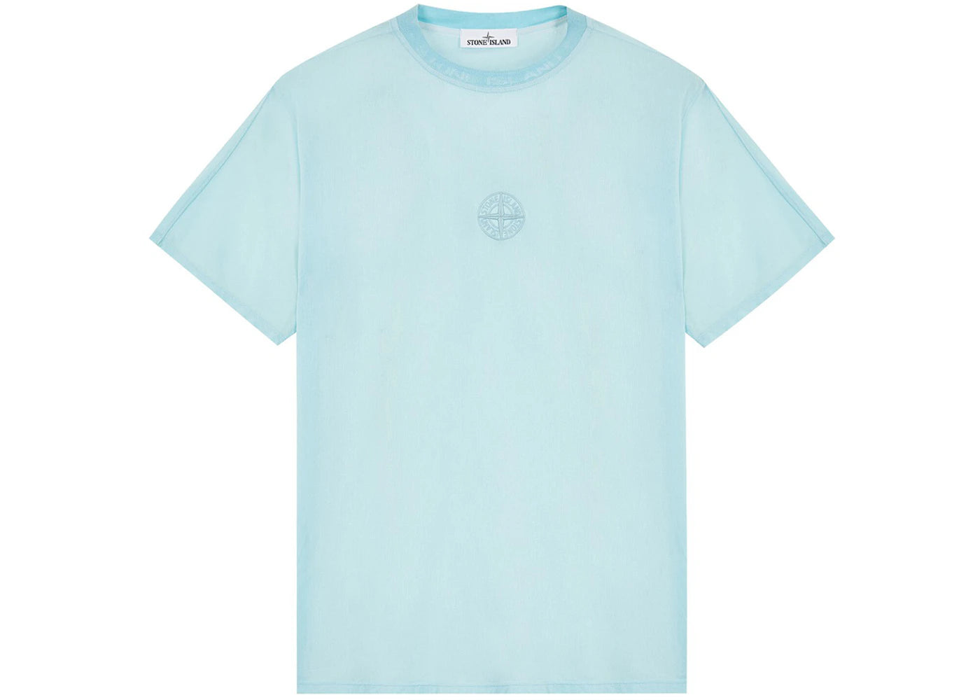 Stone Island 206E5 Textured Cotton Jersey Aqua