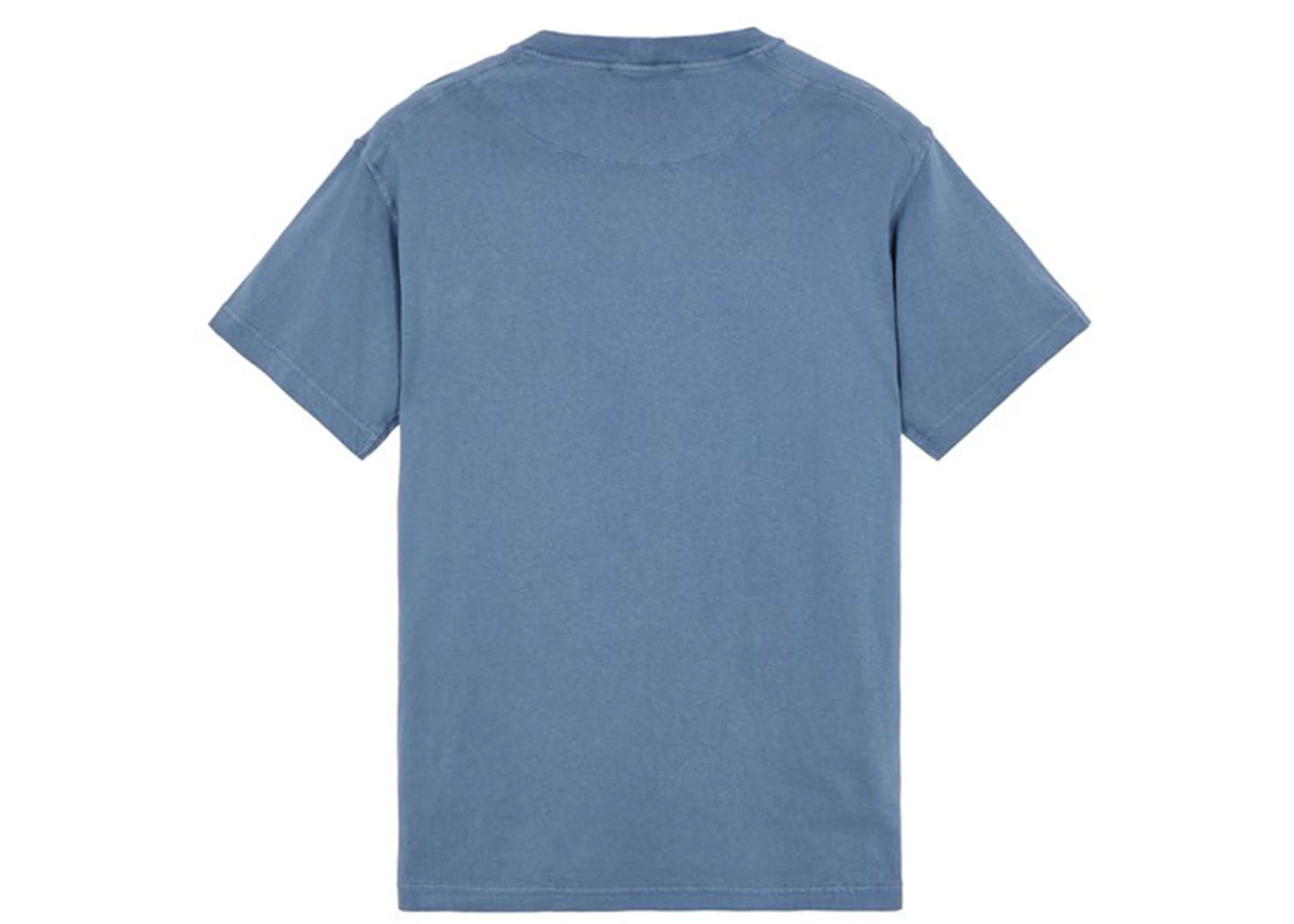 Stone Island 21957 Organic Cotton Jersey Fissato Effect T-shirt Avio Blue