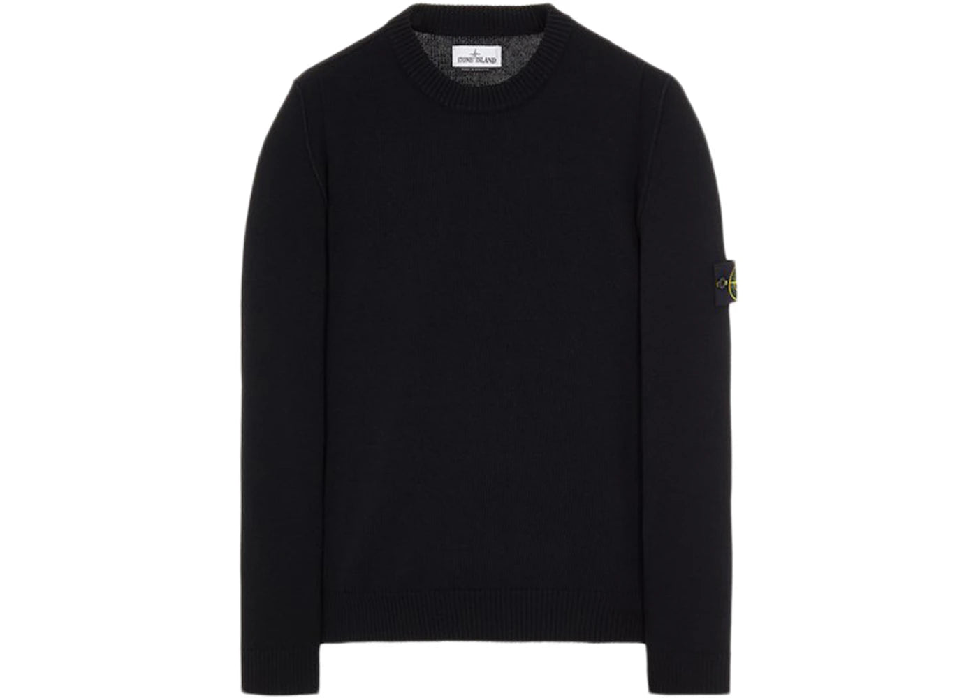 Stone Island 508A3 Stockinette Stitch Lambswool Knitted Sweater Black