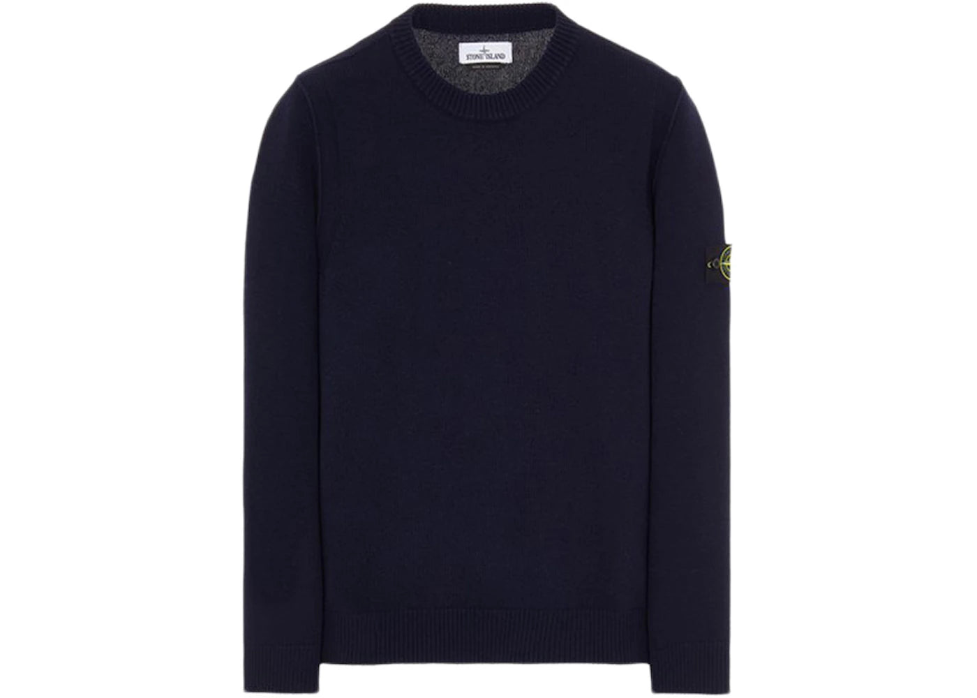 Stone Island 508A3 Stockinette Stitch Lambswool Knitted Sweater Blue