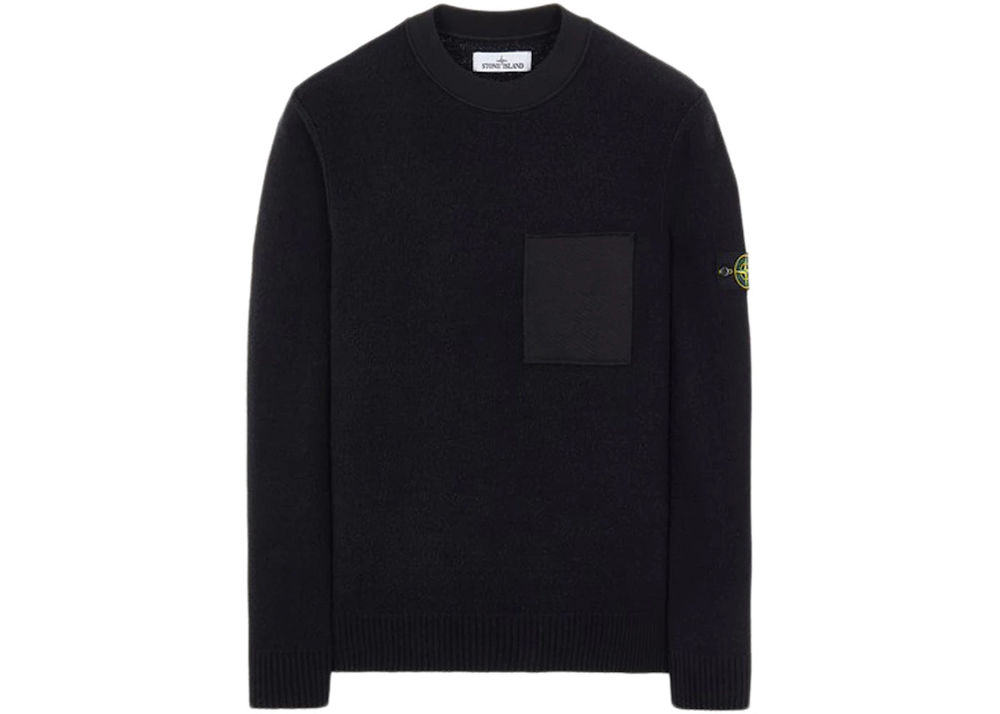 Stone Island 523D2 Soft Cotton With Mix Fabric Knit Sweater Black