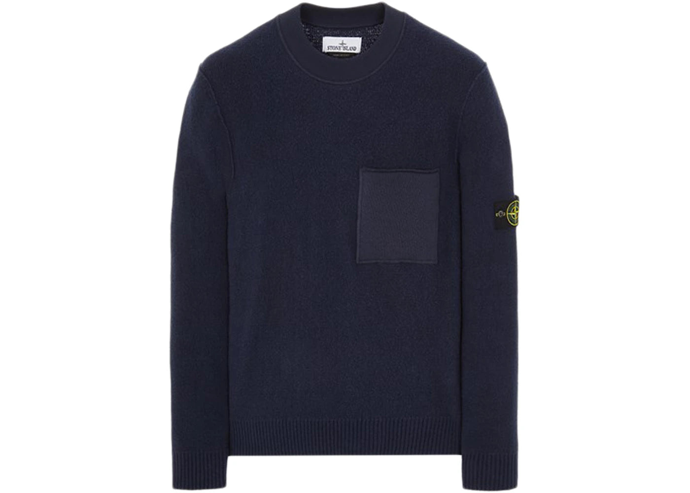 Stone Island 523D2 Soft Cotton With Mix Fabric Knit Sweater Blue