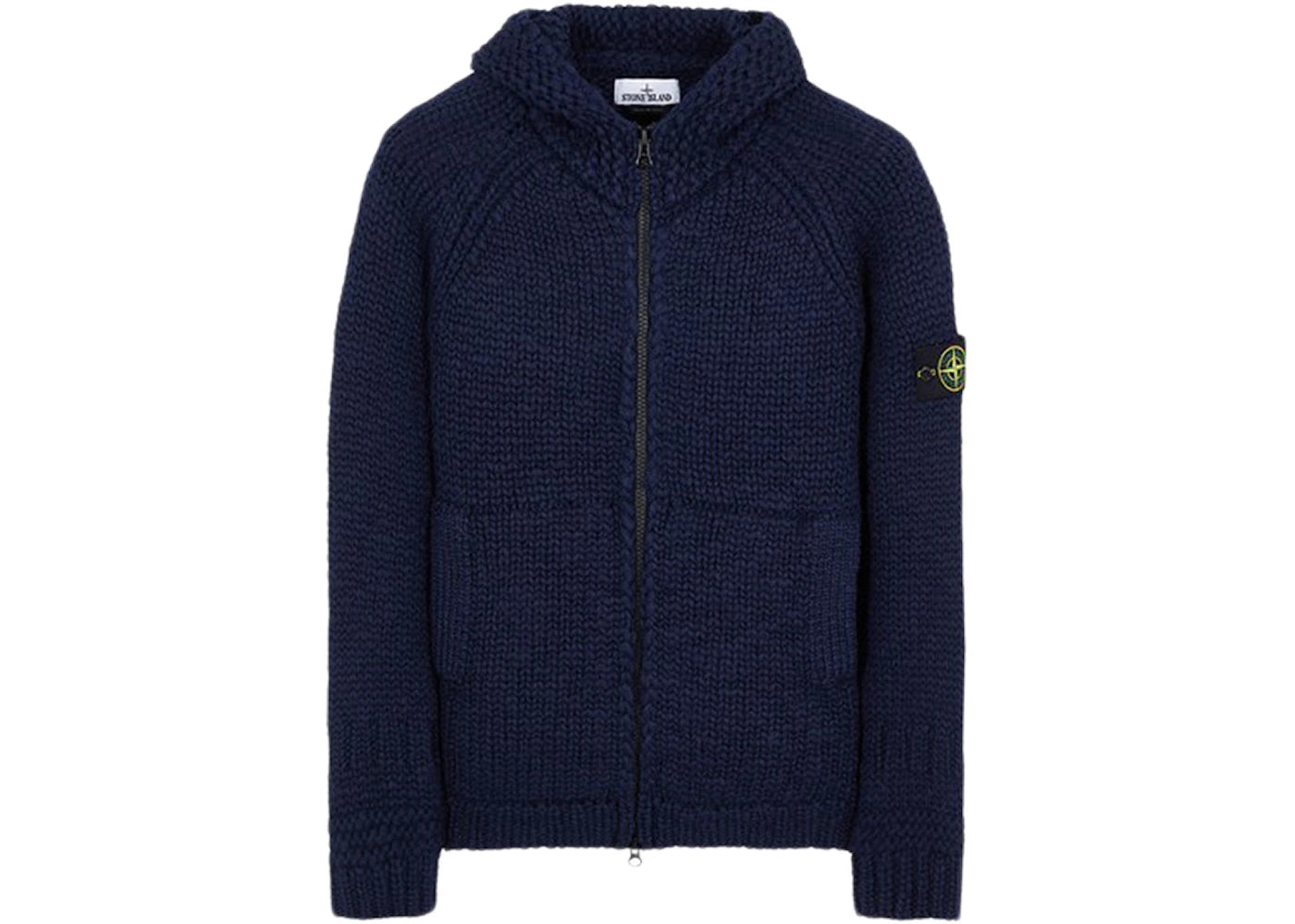 Stone Island 544D4 Handmade Feel Knitted Hooded Sweater Blue