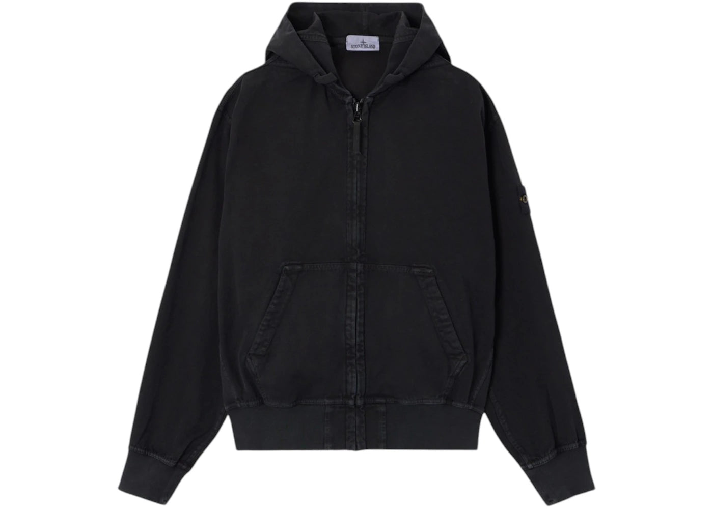 Stone Island 6100017 Organic Panama Cotton Old Effect Sweatshirt Black