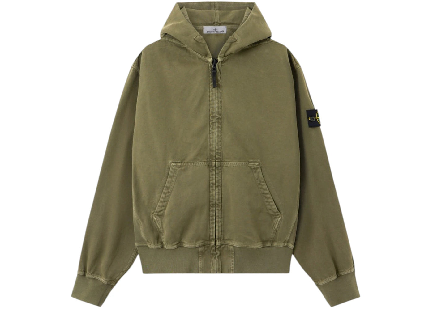 Stone Island 6100017 Organic Panama Cotton Old Effect Sweatshirt Military Green